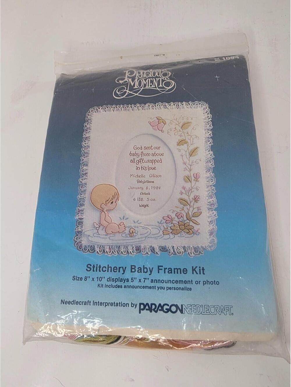 Vintage Paragon Needlecraft Precious Moments Baby Frame Kit #1094 Open Looks New